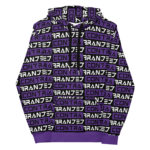 Indigo All Over Print Classic Type Bars Hoodie With Classic Contrabranded Lettering pattern