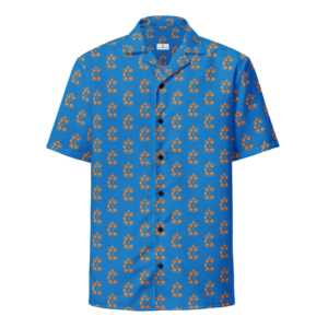 CONTRABRANDED R-Logos Button Up Short Sleeve Orange on Blue