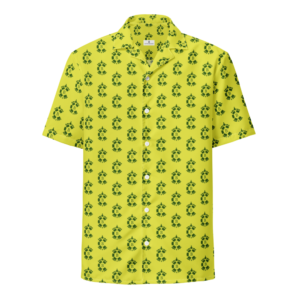 CONTRABRANDED R-Logos Button Up Short Sleeve Green on Yellow