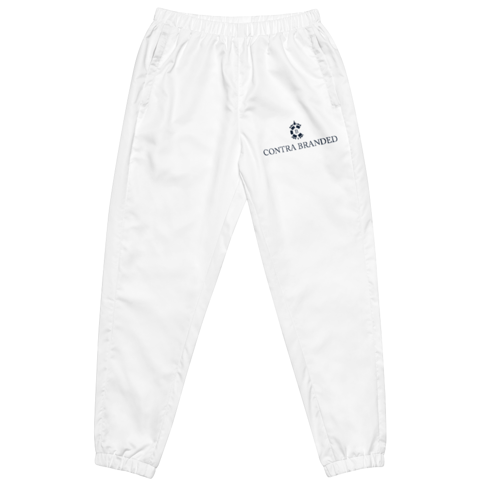 Royal Crest Badge White Unisex Track Pants — front view
