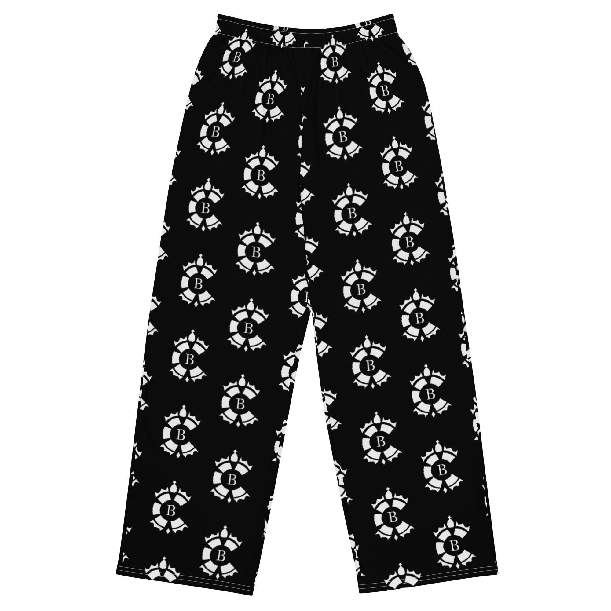 Contrabranded Monogram Black Unisex Wide-Leg Pants — front view